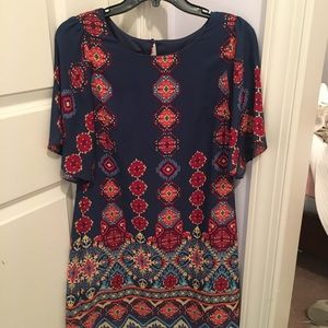 Multi pattern short sleeve dress